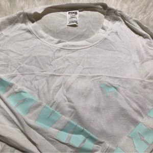 Pink Victoria’s Secret medium M tshirt long sleeve top shirts white blue winter